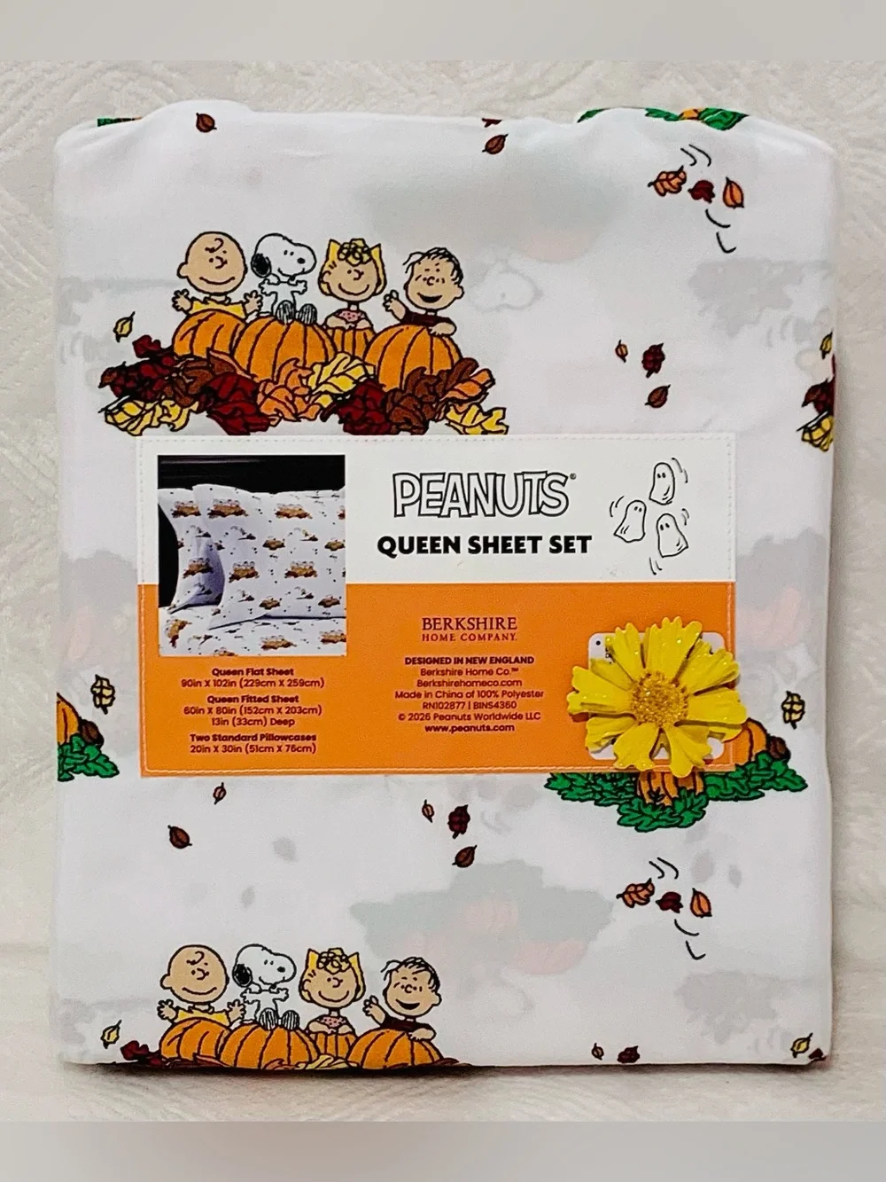 Peanuts Snoopy Fall Fun Leaves and Pumpkins Sheet Set - Queen